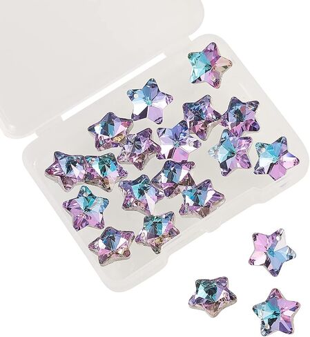 DanLingJewelry 100pcs Blue Glass Crescent Moon Charms Crystal Glass Moon Charms with Gold Foil Tiny Moon Charms for Jewelry Making in Saudi Arabia