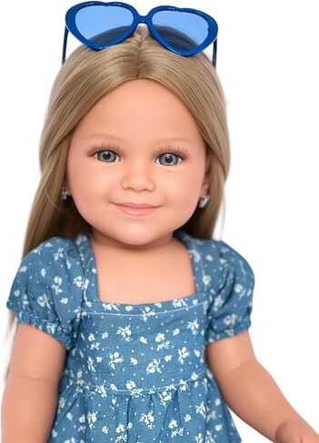 Light Denim Maxi Dress with Delicate Little Flowers for 18 Inch Kennedy and Friends Dolls in Kuwait