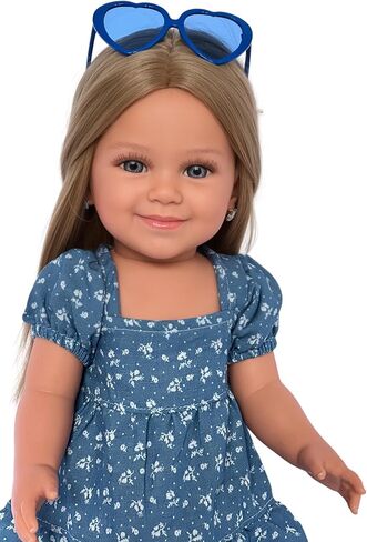 Light Denim Maxi Dress with Delicate Little Flowers for 18 Inch Kennedy and Friends Dolls in Kuwait