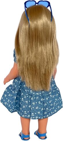 Light Denim Maxi Dress with Delicate Little Flowers for 18 Inch Kennedy and Friends Dolls in Kuwait