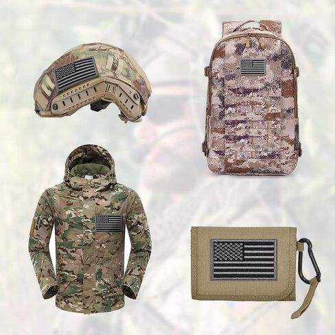 AUAUY 4 قطع رقع العلم الأمريكي، رقع تكتيكية للولايات المتحدة الأمريكية العلم الأمريكي، خطاف وحلقة رقعة معنوية تكتيكية تطريز كامل رقعة عسكرية لحقائب الظهر والقبعات والسترات والسراويل والزي العسكري in Kuwait