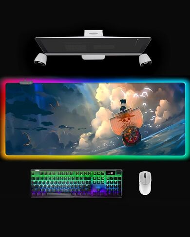لوحة ماوس RGB لـ Cyberpunk Gmaing - حصيرة ماوس كبيرة للكمبيوتر بحواف مضيئة LED وقاعدة مطاطية طويلة غير قابلة للانزلاق | 11.8 × 31.5 بوصة in Kuwait
