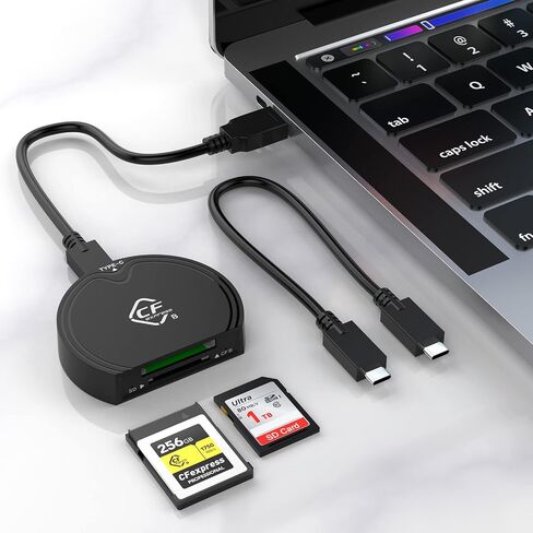 CFexpress Type B and SD UHS-II Dual-Slot Memory Card Reader,USB 3.2 Gen 2 Type B CFexpress SD4.0 Adapter Memory Card Reader with USB C to USB C/USB A Cable,Compatible with Windows/Mac/Linux/Android in Saudi Arabia