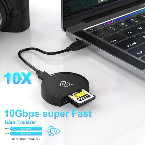 CFexpress Type B and SD UHS-II Dual-Slot Memory Card Reader,USB 3.2 Gen 2 Type B CFexpress SD4.0 Adapter Memory Card Reader with USB C to USB C/USB A Cable,Compatible with Windows/Mac/Linux/Android in Saudi Arabia