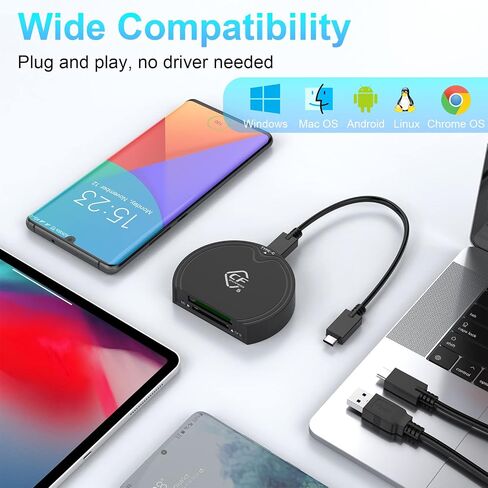 CFexpress Type B and SD UHS-II Dual-Slot Memory Card Reader,USB 3.2 Gen 2 Type B CFexpress SD4.0 Adapter Memory Card Reader with USB C to USB C/USB A Cable,Compatible with Windows/Mac/Linux/Android in Saudi Arabia