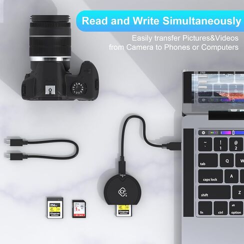 CFexpress Type B and SD UHS-II Dual-Slot Memory Card Reader,USB 3.2 Gen 2 Type B CFexpress SD4.0 Adapter Memory Card Reader with USB C to USB C/USB A Cable,Compatible with Windows/Mac/Linux/Android in Saudi Arabia