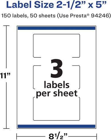 Avery Matte White Rectangle Labels with Sure Feed, 2.5" x 5", 75 Matte White Printable Labels in Saudi Arabia