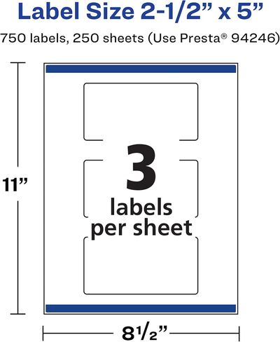 Avery Matte White Rectangle Labels with Sure Feed, 2.5" x 5", 75 Matte White Printable Labels in Saudi Arabia