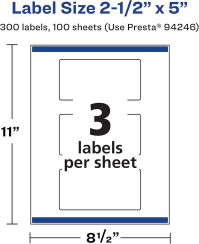 Avery Matte White Rectangle Labels with Sure Feed, 2.5" x 5", 75 Matte White Printable Labels in Saudi Arabia