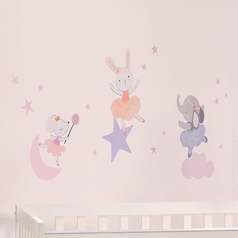 ملصقات جدارية لراقصة الباليه الصغيرة من Bedtime Originals على شكل حيوانات ونجوم - الفيل/الأرنب in Kuwait
