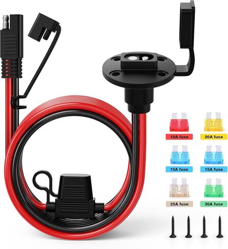 SAE Connector 1.3FT 12AWG SAE Extension Cable, Male Plug to Female Socket Cable Quick Connect with Fuse for Solar Panel Generator Battery Charger (2 Pack) in Saudi Arabia