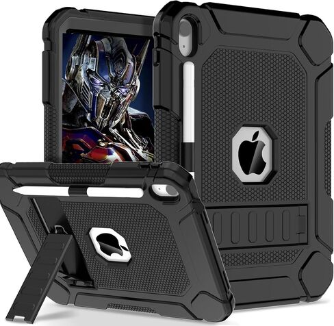 Case for iPad 10th Generation 2022 Model, iPad 10.9 Inch Case for Kids, Heavy Duty Shockproof Rugged Protective Cover with Built-in Kickstand & Pencil Holder for iPad 10th Gen 2022 - Black in Kuwait
