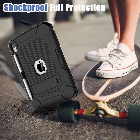 Case for iPad 10th Generation 2022 Model, iPad 10.9 Inch Case for Kids, Heavy Duty Shockproof Rugged Protective Cover with Built-in Kickstand & Pencil Holder for iPad 10th Gen 2022 - Black in Kuwait