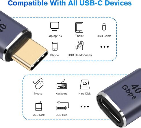 4Pack USB C Female to Female Adapter, USB Type C Coupler Extender Support 100W, 40Gbps, 8K@60Hz for Thunderbolt 4/3, MacBook Pro/Air, Laptop, Phones and More Type C Devices in Kuwait