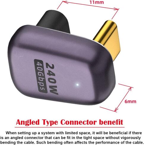 Cablecc USB4 نوع C ذكر إلى أنثى 240 واط قوة 40 جيجابت في الثانية حتى أسفل الزاوية البيانات 8K محول فيديو للهاتف NS الكمبيوتر المحمول in Saudi Arabia