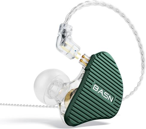 شاشة الأذن BASN Mix-PD، مشغل مستو واحد + سماعات أذن HiFi IEM للسائق الديناميكي مع غطاء معدني مصنوع باستخدام الحاسب الآلي، كابل قابل للفصل سلكي 0.78 مم مطلي بالفضة للموسيقيين (أسود) in Kuwait