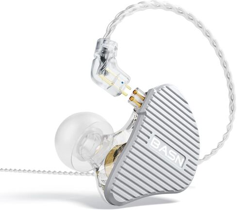 شاشة الأذن BASN Mix-PD، مشغل مستو واحد + سماعات أذن HiFi IEM للسائق الديناميكي مع غطاء معدني مصنوع باستخدام الحاسب الآلي، كابل قابل للفصل سلكي 0.78 مم مطلي بالفضة للموسيقيين (أسود) in Kuwait