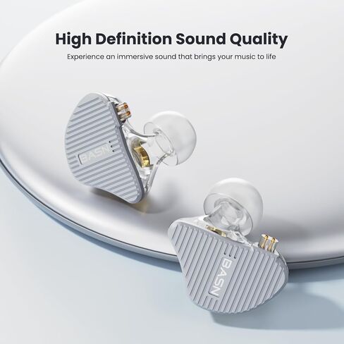 شاشة الأذن BASN Mix-PD، مشغل مستو واحد + سماعات أذن HiFi IEM للسائق الديناميكي مع غطاء معدني مصنوع باستخدام الحاسب الآلي، كابل قابل للفصل سلكي 0.78 مم مطلي بالفضة للموسيقيين (أسود) in Kuwait