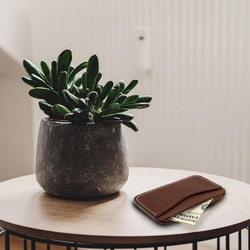 Card Wallet 100% Handmade Chemical Free Leather Minimalist Card Wallet For Men & Women Slim Wallet Fits Up To 6 Cards/IDs in Saudi Arabia