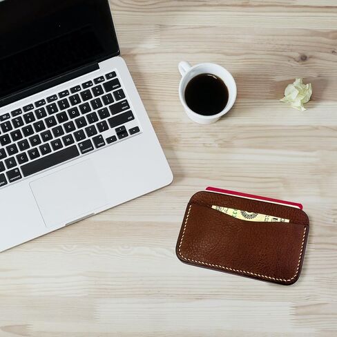 Card Wallet 100% Handmade Chemical Free Leather Minimalist Card Wallet For Men & Women Slim Wallet Fits Up To 6 Cards/IDs in Saudi Arabia