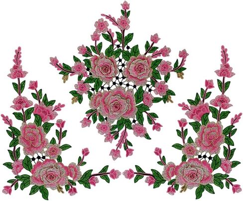 1set 3D Flower Embroidery Applique Lace Fabric Patches for Dress Garment Decorated DIY Sewing Accessories T2579 (Deep Blue) in Saudi Arabia