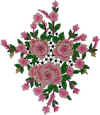 1set 3D Flower Embroidery Applique Lace Fabric Patches for Dress Garment Decorated DIY Sewing Accessories T2579 (Deep Blue) in Saudi Arabia