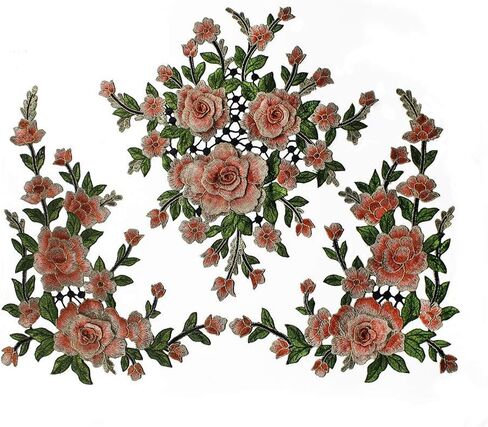 1set 3D Flower Embroidery Applique Lace Fabric Patches for Dress Garment Decorated DIY Sewing Accessories T2579 (Deep Blue) in Saudi Arabia