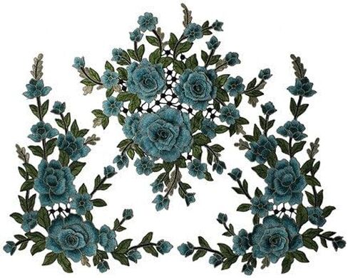 1set 3D Flower Embroidery Applique Lace Fabric Patches for Dress Garment Decorated DIY Sewing Accessories T2579 (Deep Blue) in Saudi Arabia