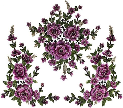 1set 3D Flower Embroidery Applique Lace Fabric Patches for Dress Garment Decorated DIY Sewing Accessories T2579 (Deep Blue) in Saudi Arabia