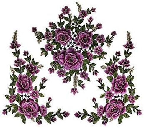 1set 3D Flower Embroidery Applique Lace Fabric Patches for Dress Garment Decorated DIY Sewing Accessories T2579 (Deep Blue) in Saudi Arabia