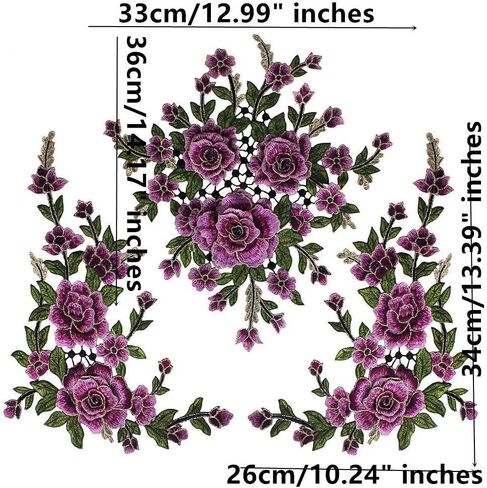 1set 3D Flower Embroidery Applique Lace Fabric Patches for Dress Garment Decorated DIY Sewing Accessories T2579 (Deep Blue) in Saudi Arabia