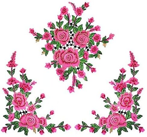 1set 3D Flower Embroidery Applique Lace Fabric Patches for Dress Garment Decorated DIY Sewing Accessories T2579 (Deep Blue) in Saudi Arabia