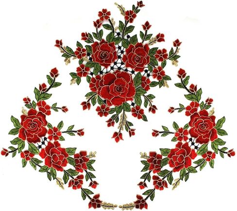 1set 3D Flower Embroidery Applique Lace Fabric Patches for Dress Garment Decorated DIY Sewing Accessories T2579 (Deep Blue) in Saudi Arabia