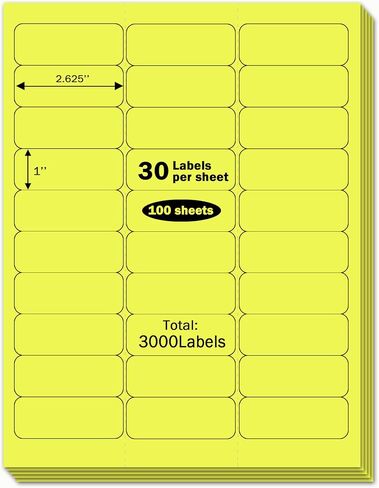 1" x 2-5/8" Premium Green Colored Shipping Address Labels Sticker Papers for Inkjet & Laser Printer Self-Adhesive Mailing Labels Writable Tags, 8.5"×11" 30 Labels per Sheet in Saudi Arabia