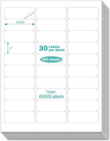 1" x 2-5/8" Premium Green Colored Shipping Address Labels Sticker Papers for Inkjet & Laser Printer Self-Adhesive Mailing Labels Writable Tags, 8.5"×11" 30 Labels per Sheet in Saudi Arabia