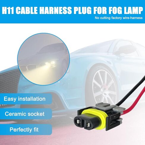 1 PC H11 Female Socket Wire Harness Connectors, Fog Light Harness Plug, DJ7028Y-2.8-21 Car Waterproof Adapter (Black) in Saudi Arabia