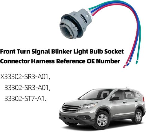 33302-SR3-A01 33302SR3A01 Front Turn Signal Light Connector Harness Socket Compatible with Honda Civic with 3-Wire in Saudi Arabia