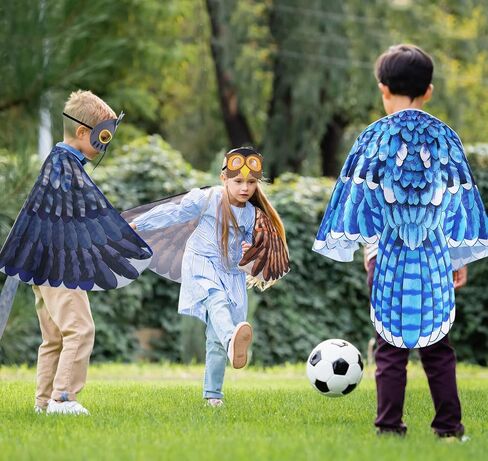 D.Q.Z Bird-Wings-Costumes for Kids with Bird Masks, 3 Pack Eagle Owl Wings for Boys Girls Halloween Dress Up Party Supplies in Saudi Arabia