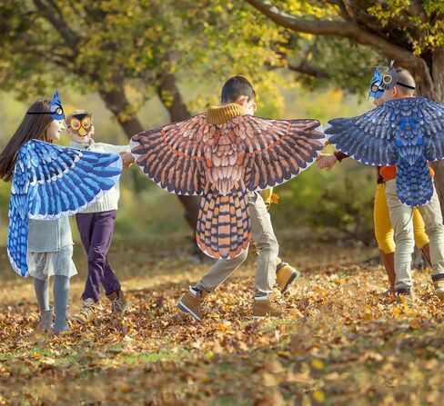 D.Q.Z Bird-Wings-Costumes for Kids with Bird Masks, 3 Pack Eagle Owl Wings for Boys Girls Halloween Dress Up Party Supplies in Saudi Arabia