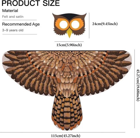 D.Q.Z Bird-Wings-Costumes for Kids with Bird Masks, 3 Pack Eagle Owl Wings for Boys Girls Halloween Dress Up Party Supplies in Saudi Arabia