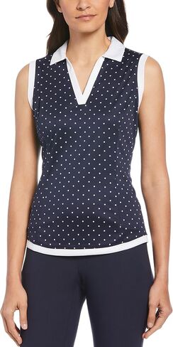 PGA TOUR Women's Polka Dot Printed Sleeveless Golf Polo Shirt in Saudi Arabia