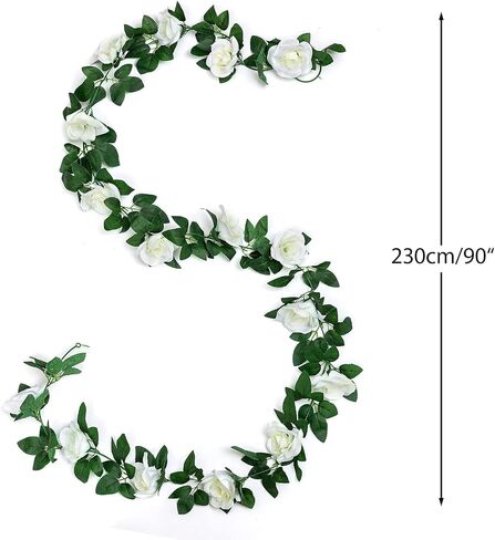 SWSTINLING 4 pack 32FT Red Flower Garland Rose Flower Banners Artificial Aesthetic Flowers for Wedding Arch Party Garden Craft Room Décor(Red) in Saudi Arabia