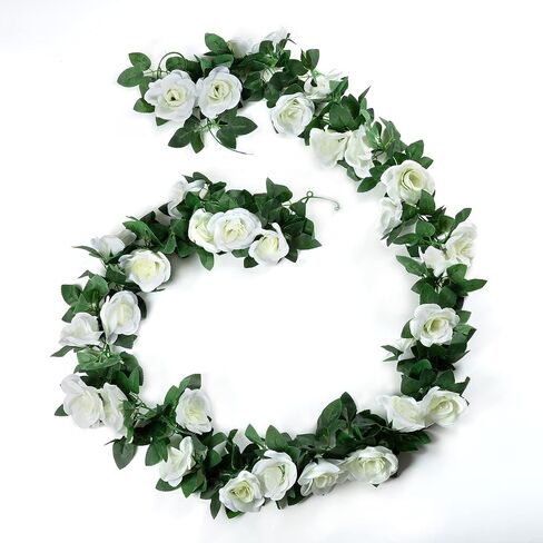 SWSTINLING 4 pack 32FT Red Flower Garland Rose Flower Banners Artificial Aesthetic Flowers for Wedding Arch Party Garden Craft Room Décor(Red) in Saudi Arabia