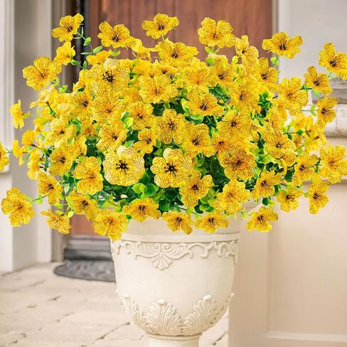 Agusbagli 10 Bundles Artificial Flowers Outdoor UV Resistant Fake Flowers No Fade Faux Plastic Greenery Shrub Plants for Wedding Home Garden Window Box Fireplace Thanksgiving Christmas Decor, Blue in Saudi Arabia
