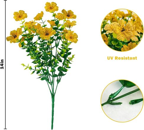 Agusbagli 10 Bundles Artificial Flowers Outdoor UV Resistant Fake Flowers No Fade Faux Plastic Greenery Shrub Plants for Wedding Home Garden Window Box Fireplace Thanksgiving Christmas Decor, Blue in Saudi Arabia