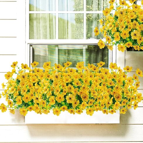 Agusbagli 10 Bundles Artificial Flowers Outdoor UV Resistant Fake Flowers No Fade Faux Plastic Greenery Shrub Plants for Wedding Home Garden Window Box Fireplace Thanksgiving Christmas Decor, Blue in Saudi Arabia