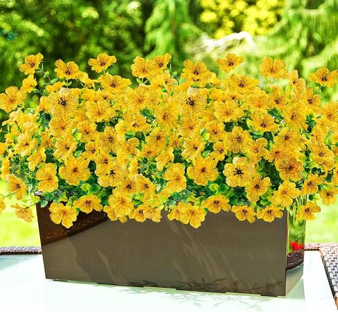 Agusbagli 10 Bundles Artificial Flowers Outdoor UV Resistant Fake Flowers No Fade Faux Plastic Greenery Shrub Plants for Wedding Home Garden Window Box Fireplace Thanksgiving Christmas Decor, Blue in Saudi Arabia
