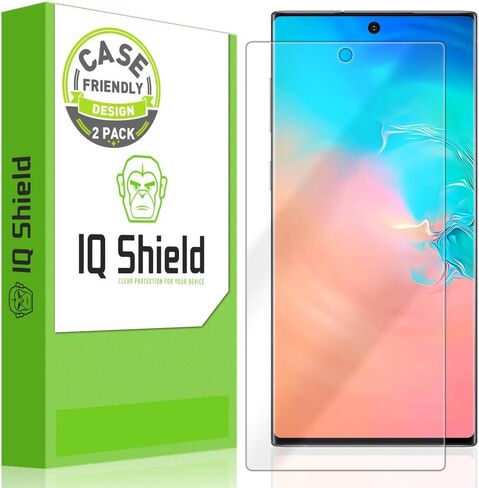 واقي شاشة IQShield متوافق مع هاتف Samsung Galaxy Note 10+ Plus (Note 10+ 5G، شاشة 6.8 بوصة) (عبوتان) (صديق للحافظة) طبقة TPU شفافة مضادة للفقاعات in Kuwait