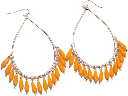 Boho Beaded Chandelier Earrings Statement Teardrop Crystal Tassel Drop Dangle Earrings for Women Girls Summer Vacation Jewelry in Kuwait