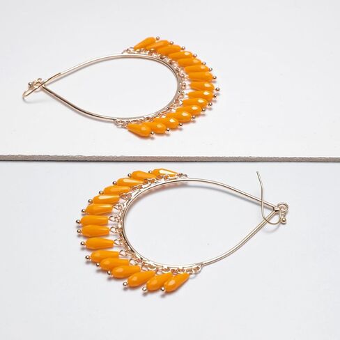 Boho Beaded Chandelier Earrings Statement Teardrop Crystal Tassel Drop Dangle Earrings for Women Girls Summer Vacation Jewelry in Kuwait